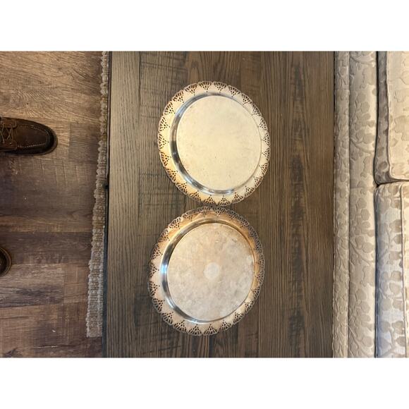 Set of 2 Home Decorators Inc. Silver-Plated Round Serving Tray-12-3/4” - Picture 7 of 10